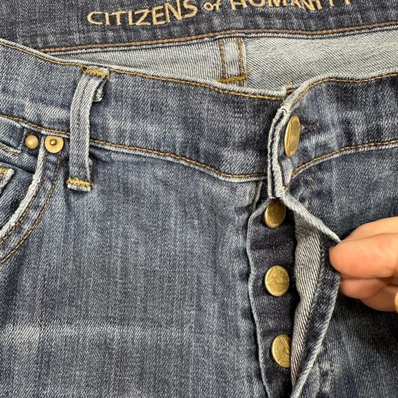 Citizen of Humanity Straight Jeans WMNS Sz 32 Dark Wash Stretch Denim Button Fly - Picture 2 of 10